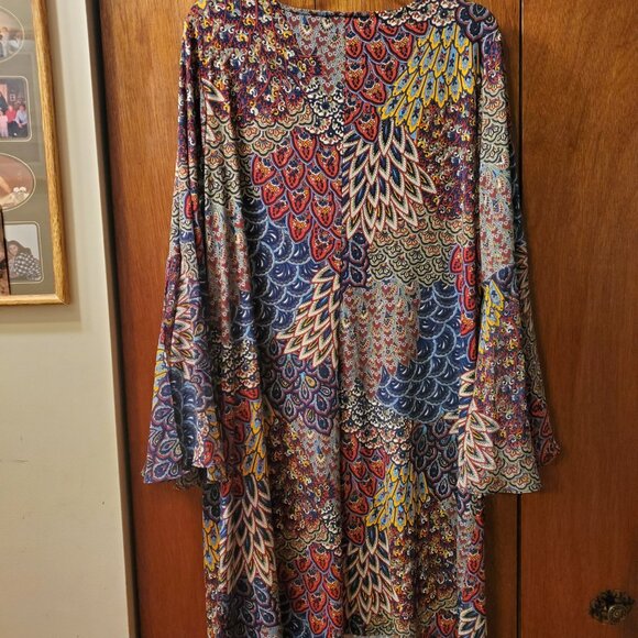 Colorful peacock feather pattern dress - Picture 5 of 5